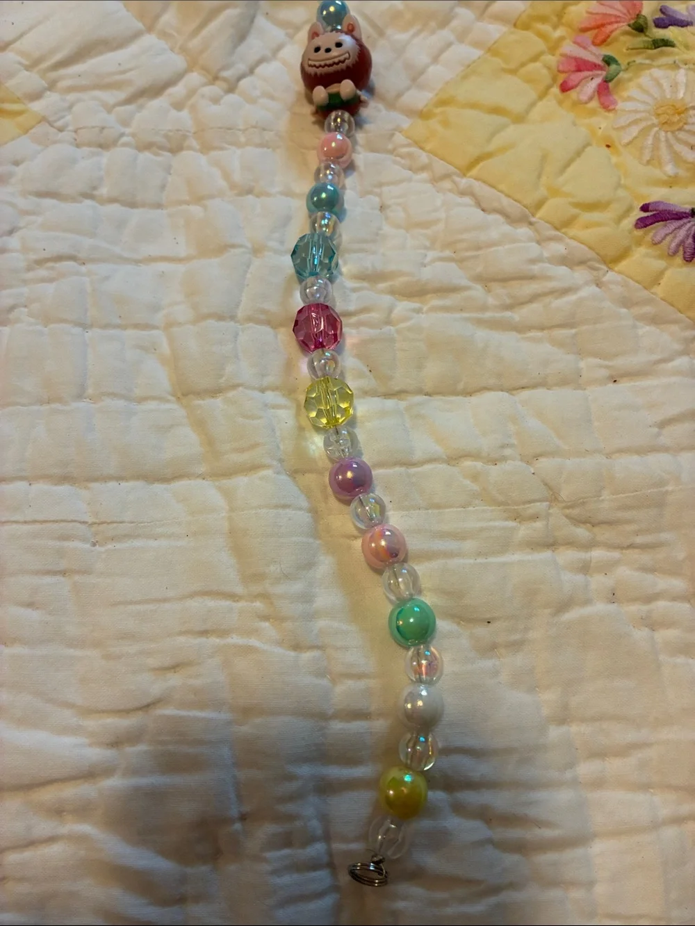 NWT’s- Cute Beaded Pink Bunny Monster Keychain in Pastel Colors